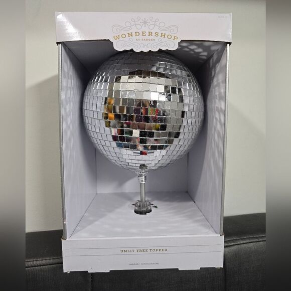 NIB Disco Ball Christmas Unlit Tree Topper - Wondershop 11 Inches In Height - Picture 1 of 5
